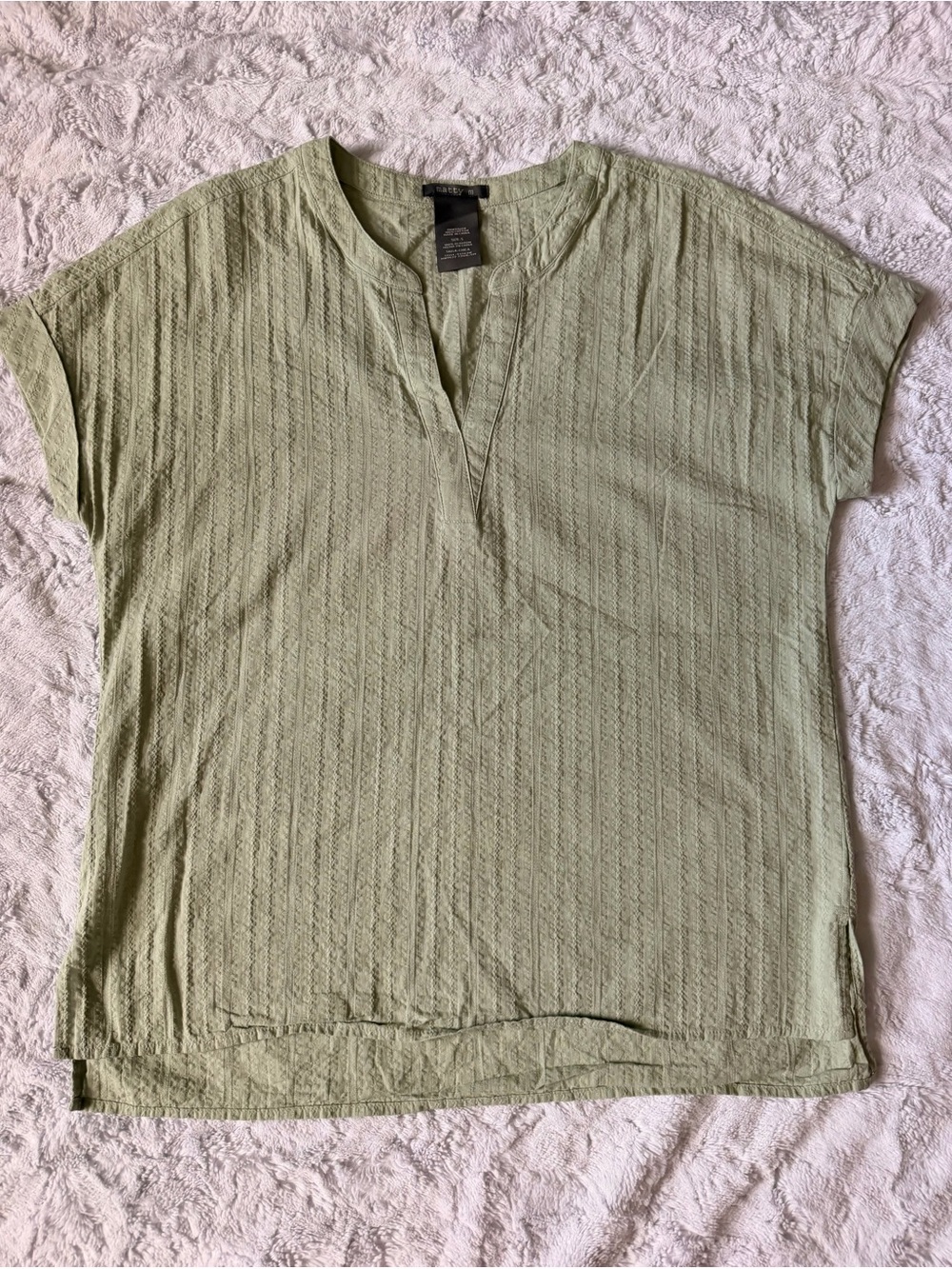 Matty M split neck cotton summer top mint green small